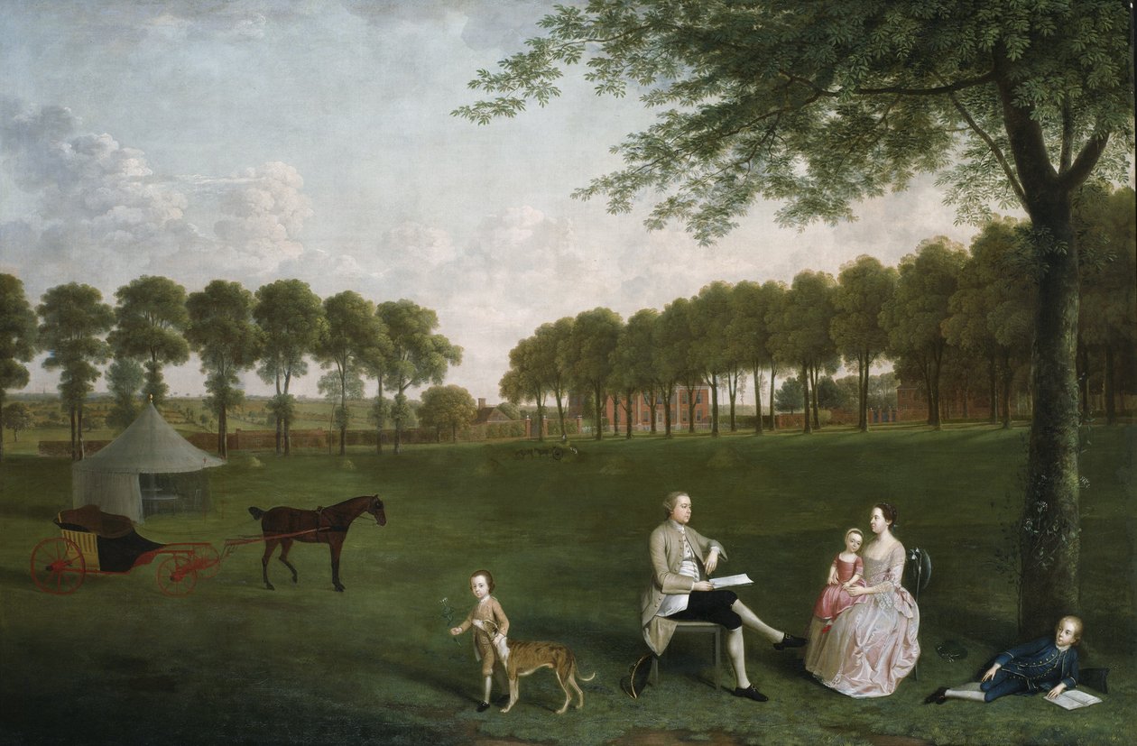 Sir John Shaw a jeho rodina v parku v Eltham Lodge, Kent, 1761 od Arthur Devis