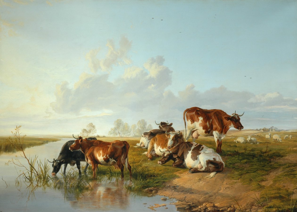 Krajina s dobytkem poblíž vlny, Dorset od Arthur Douglas Peppercorn