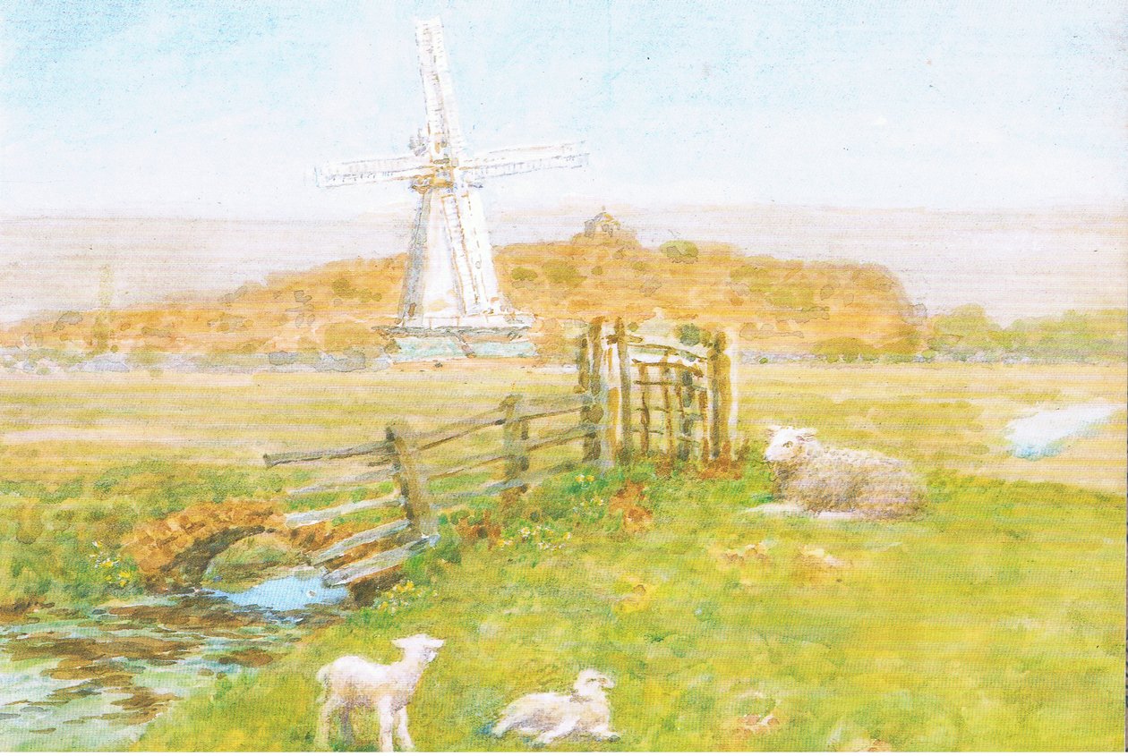Větrný mlýn, Žito, Sussex, Pohlednice, 70. léta od Arthur Foord Hughes