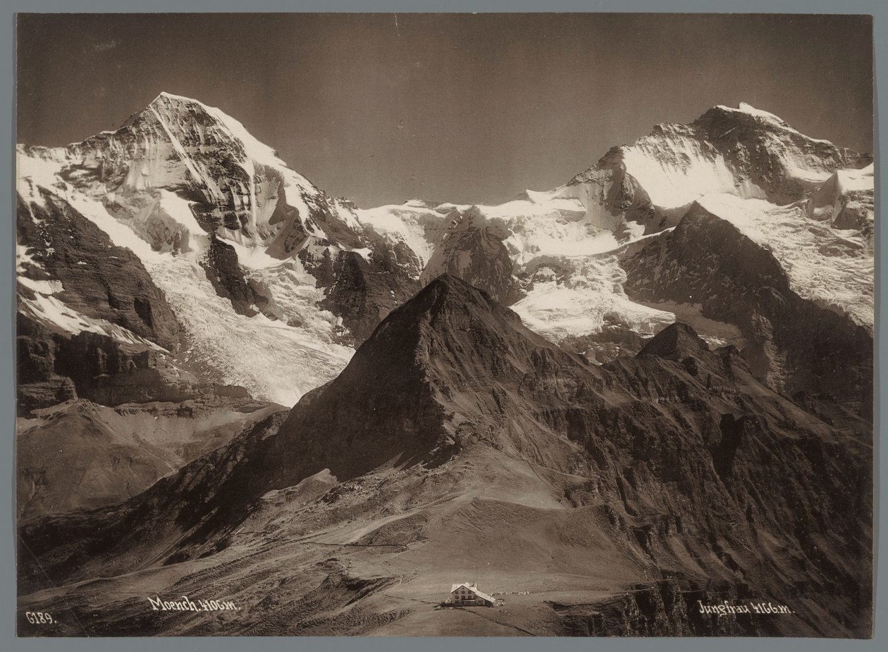 Pohled na Mönch a Jungfrau v Bernských Alpách Panorama of the Jungfraukette (název série) od Arthur Gabler