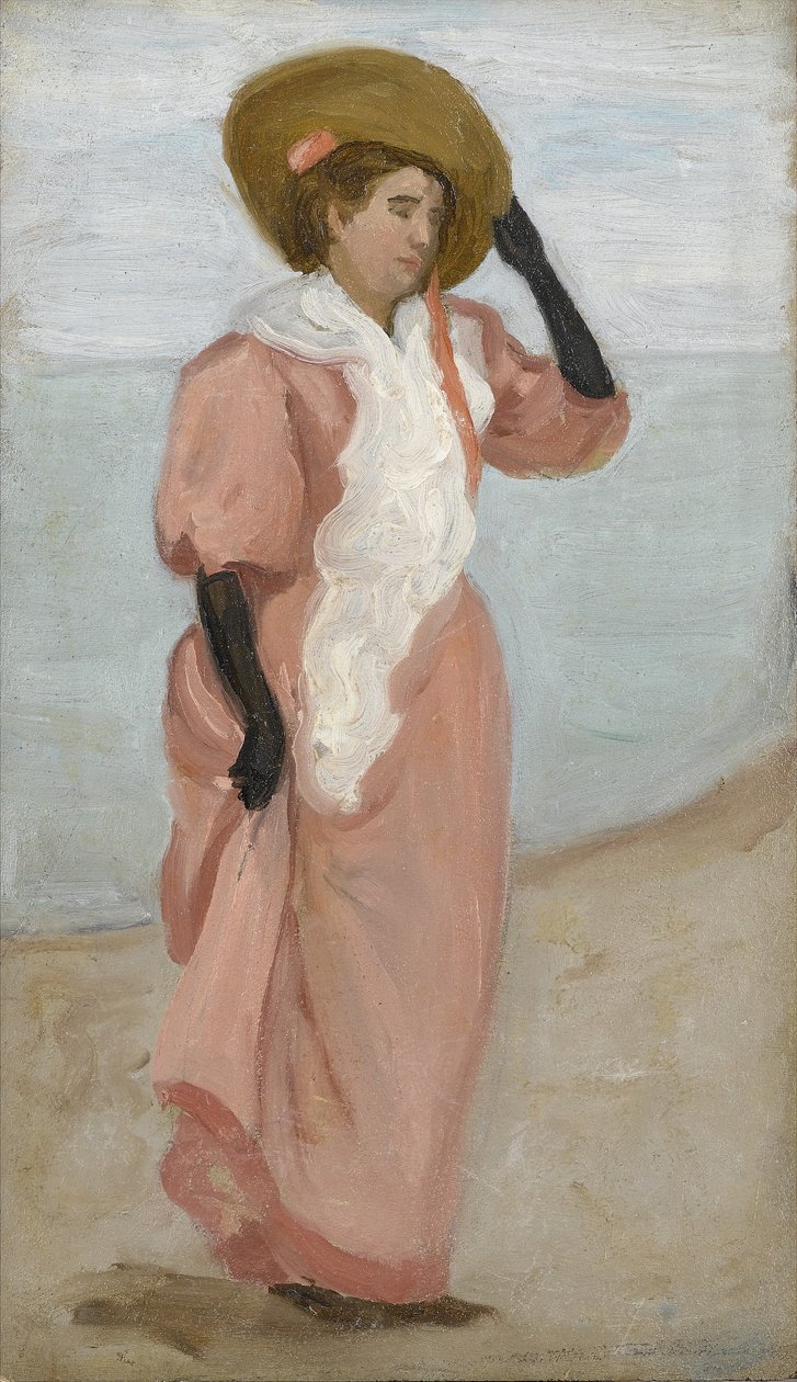 Dáma u moře, (Náhlý poryv větru), c.1895 od Arthur Haythorne Studd