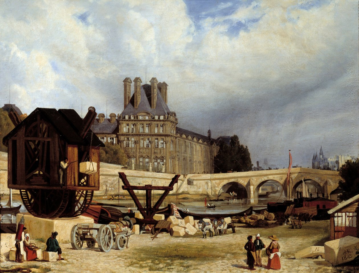 Tuileries a Královský most. Obraz Arthura Henryho Robertse (1819-1900) od Arthur Henri Roberts