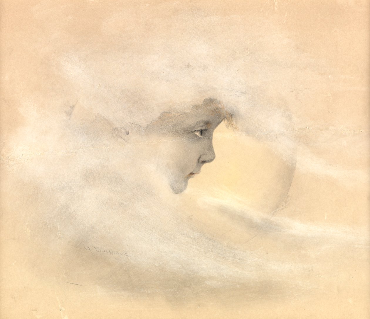 Peter Pan, nebo Chlapec na Měsíci, kolem roku 1910 (tužka, pero a inkoust, wc na papíře) od Arthur Herbert Buckland
