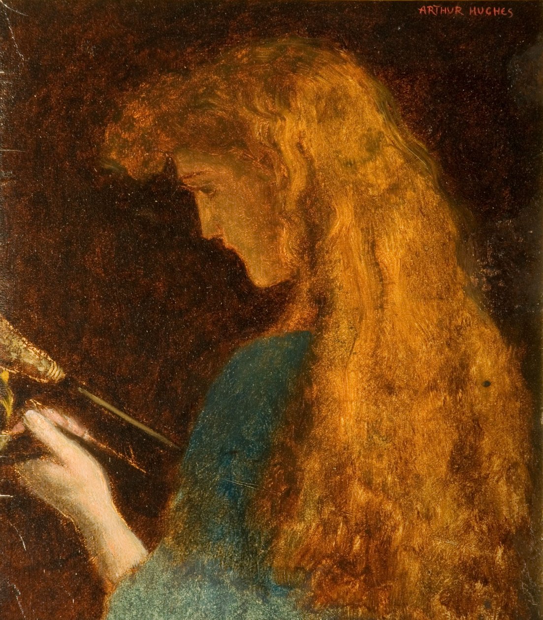 Studie dívčí hlavy od Arthur Hughes