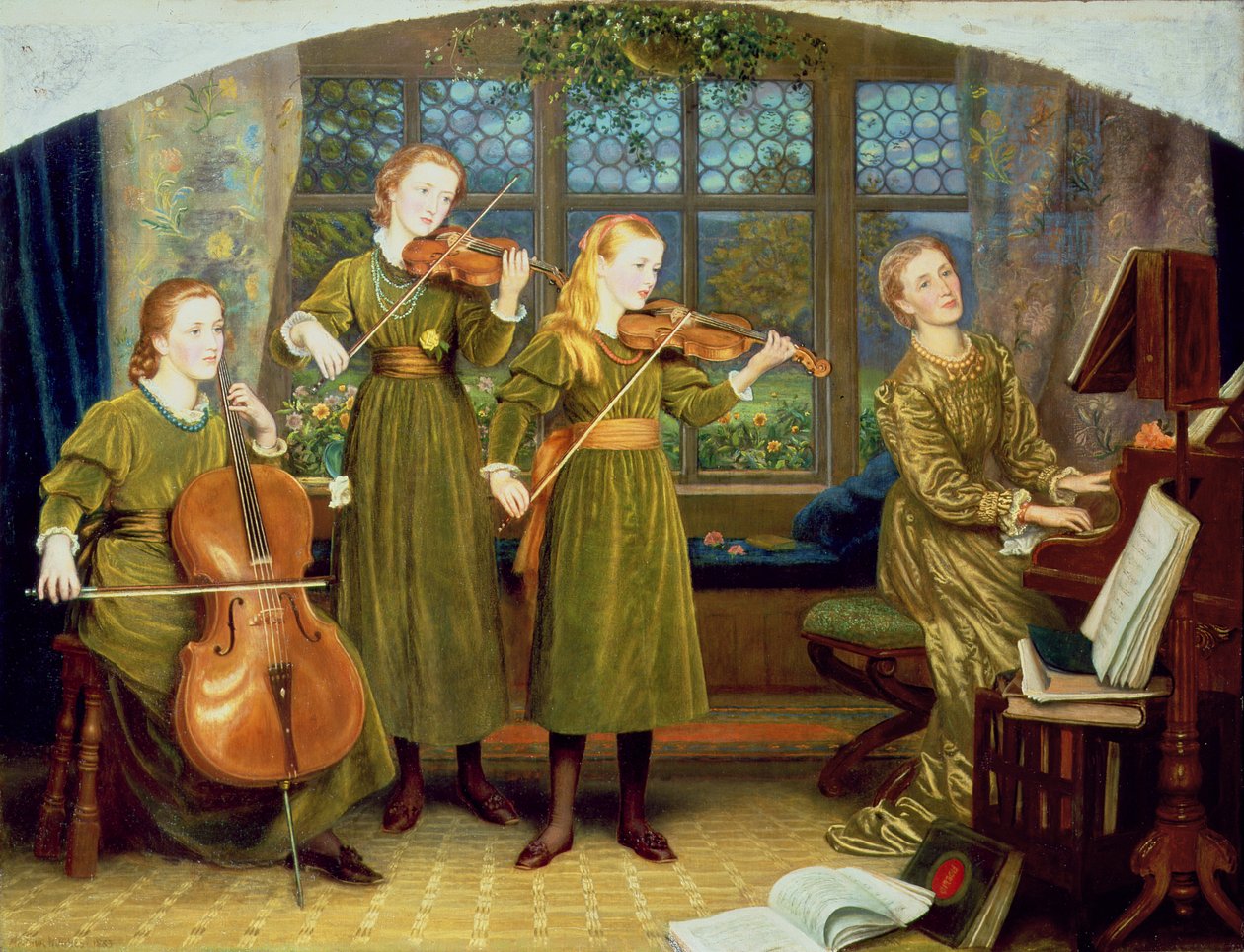 The Home Quartet: Paní Vernon Lushington a její děti, 1883 od Arthur Hughes