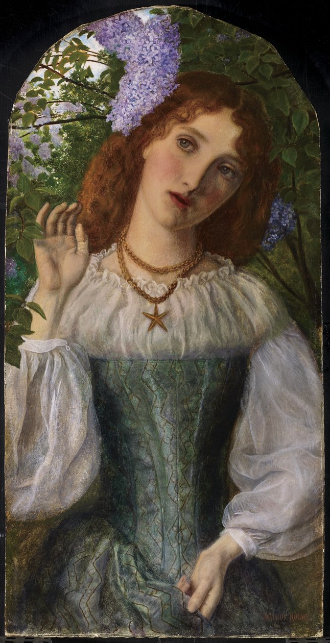 Dáma s šeříkem, 1863 od Arthur Hughes