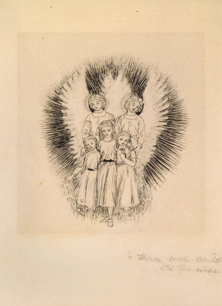 Tři malé děti na širé Zemi, konec 19. století od Arthur Hughes