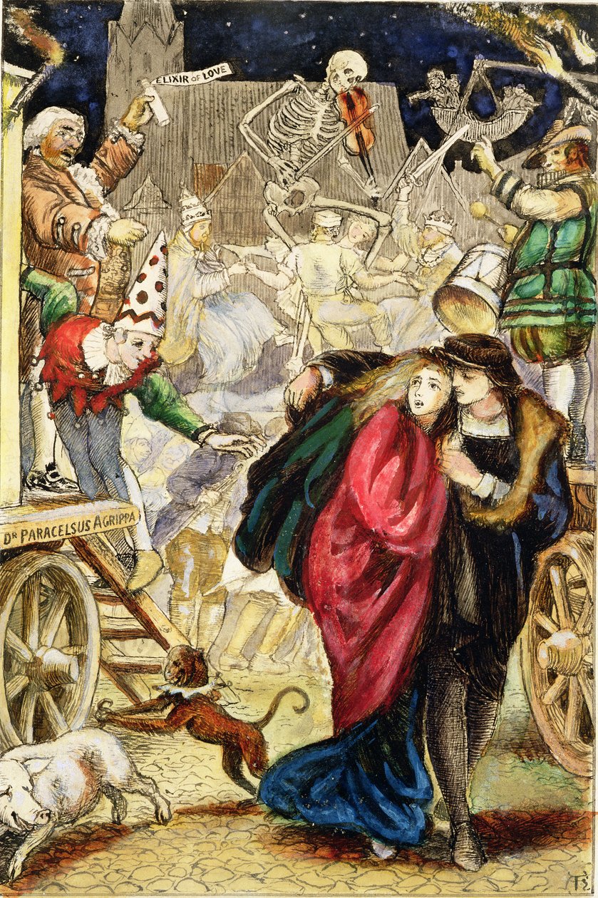 Vanity Fair, cca 1872 (černý inkoust a akvarel na desce) od Arthur Hughes
