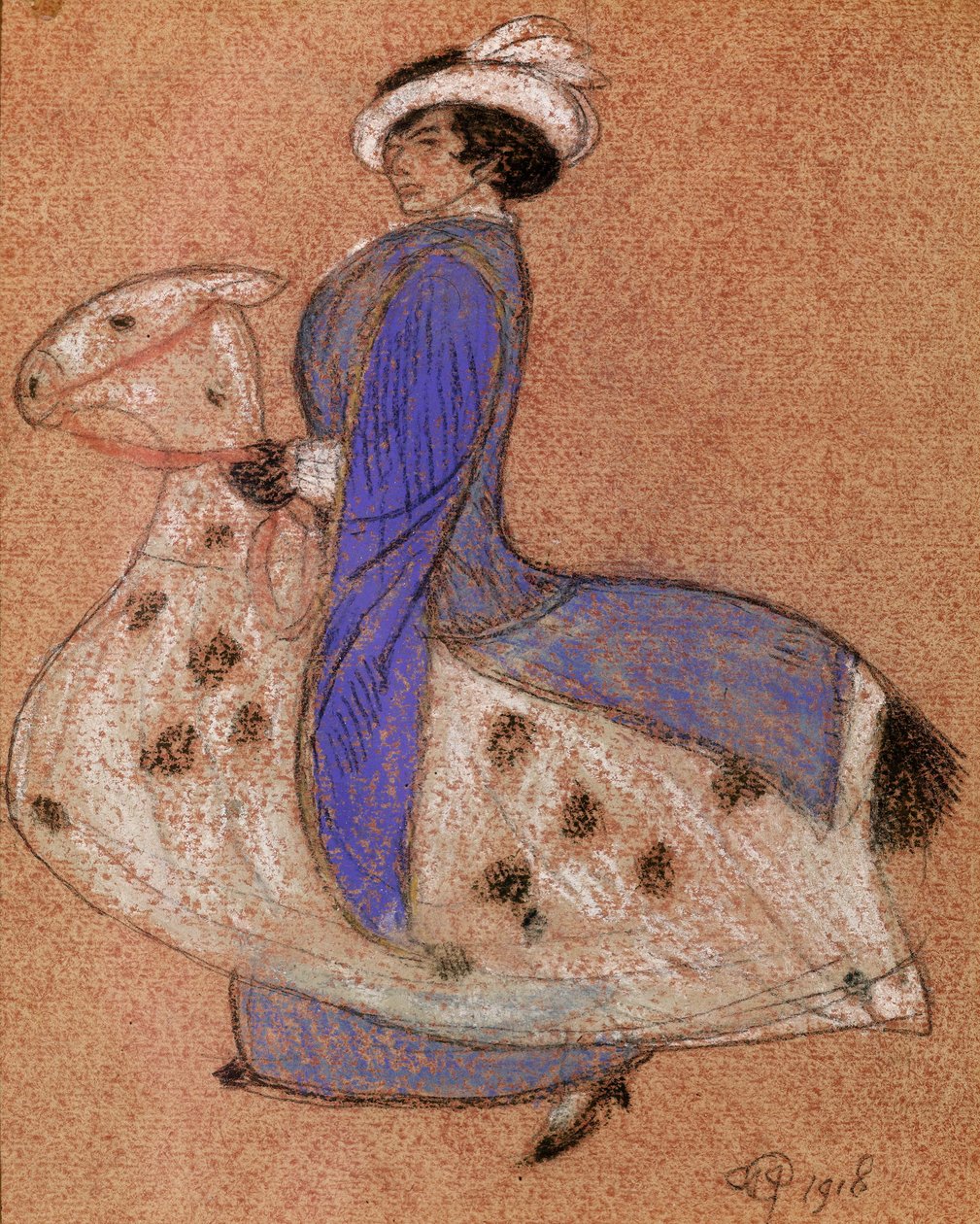 Kůň pantomimy, 1918 (křída na papíře) od Arthur Joseph Gaskin