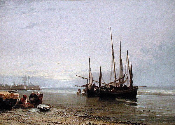 Luggers na pláži v Treportu od Arthur Joseph Meadows
