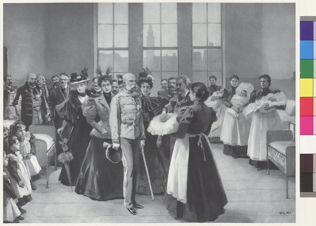 Císař František Josef s doprovodem od Arthur Lajos Halmi