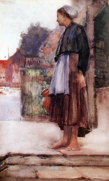 Rybářská dcera, Cancale, Normandie (akvarel na papíře) od Arthur Melville