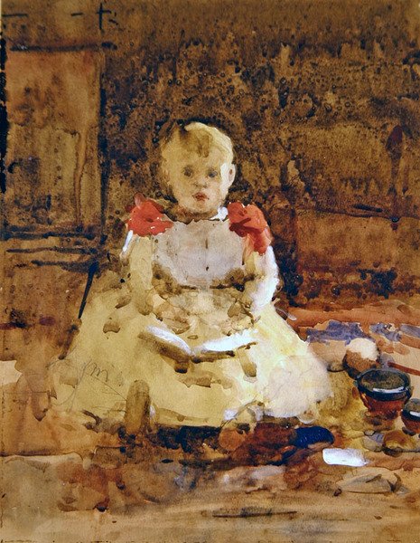 A Young Boy Reading (akvarel a tužka na papíře) od Arthur Melville