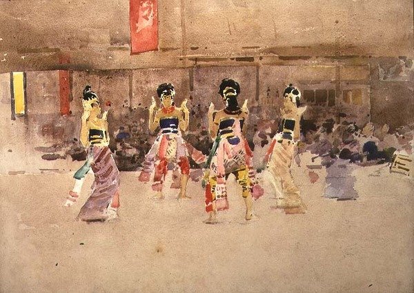 Javanese Dancers (akvarel na papíře) od Arthur Melville