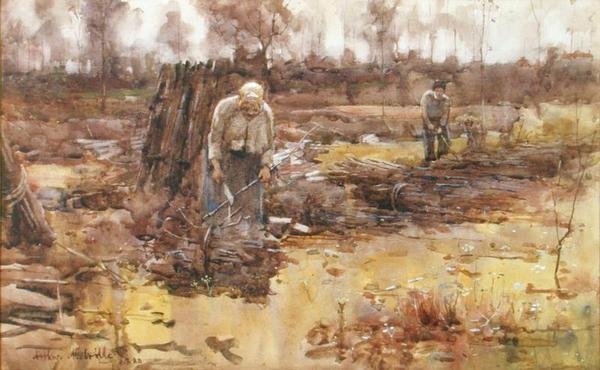 Sběrači větviček, Grez-sur-Loing od Arthur Melville