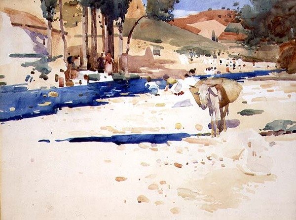 Washerwomen on the Darro (akvarel) od Arthur Melville