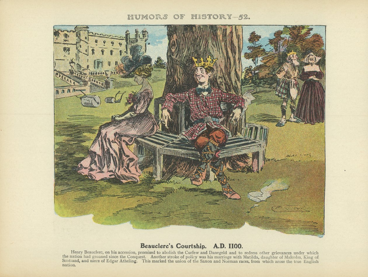 Beauclercovy námluvy. 1100 n. l. (barevná litografie) od Arthur Moreland