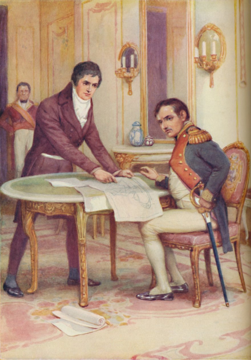 Fulton vysvětluje Napoleonovi svou ponorku, c1925 od Arthur Percy Dixon