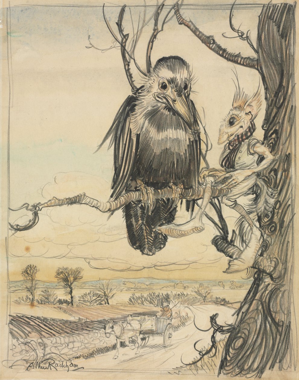 Veverka a vrána od Arthur Rackham
