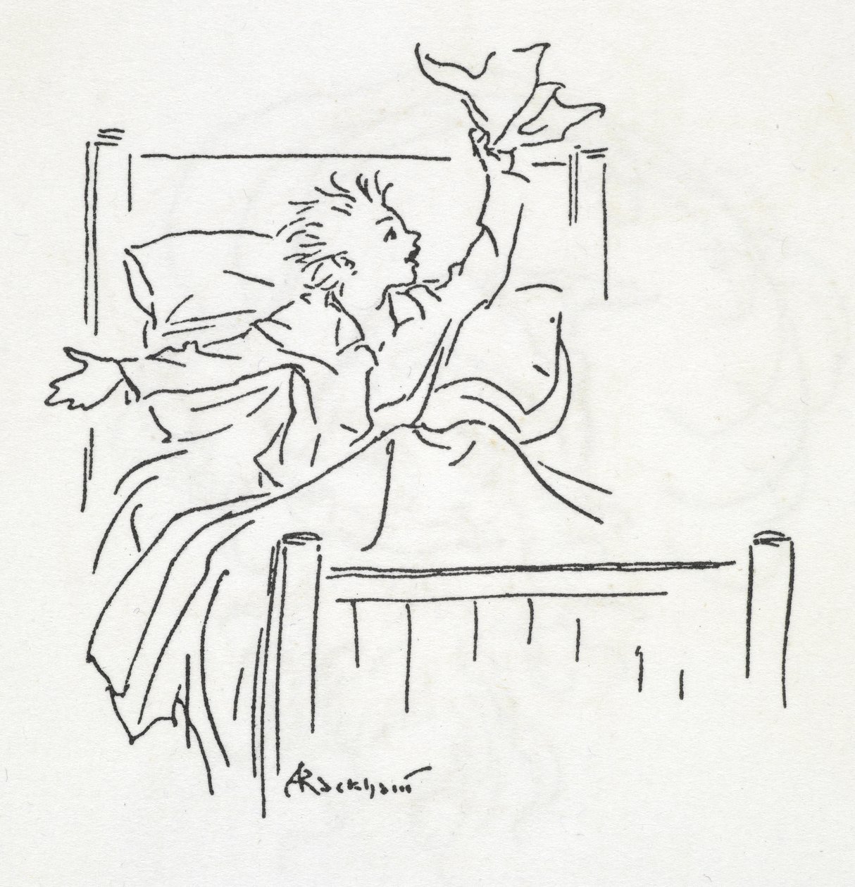 Chlapec v posteli od Arthur Rackham