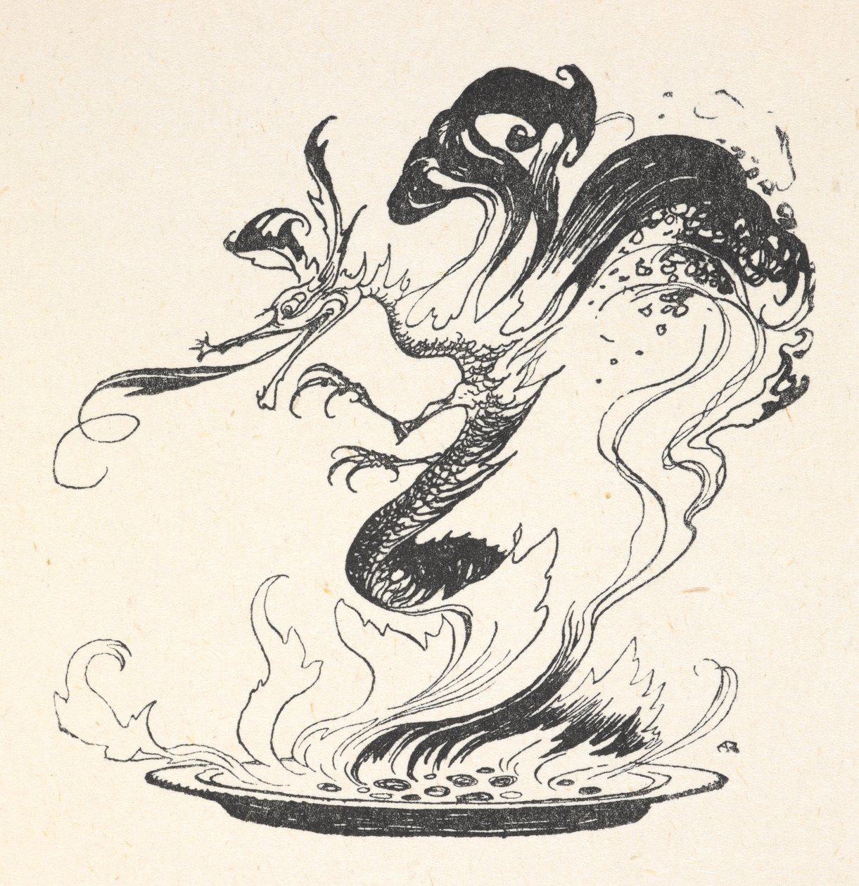 Drak vycházející z talíře hořících peněz od Arthur Rackham