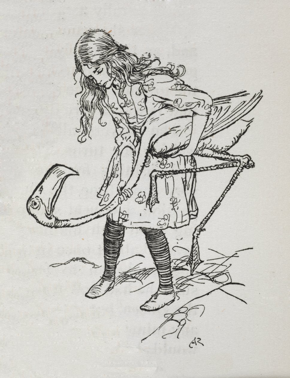 Alice hraje kroket s plameňákem od Arthur Rackham