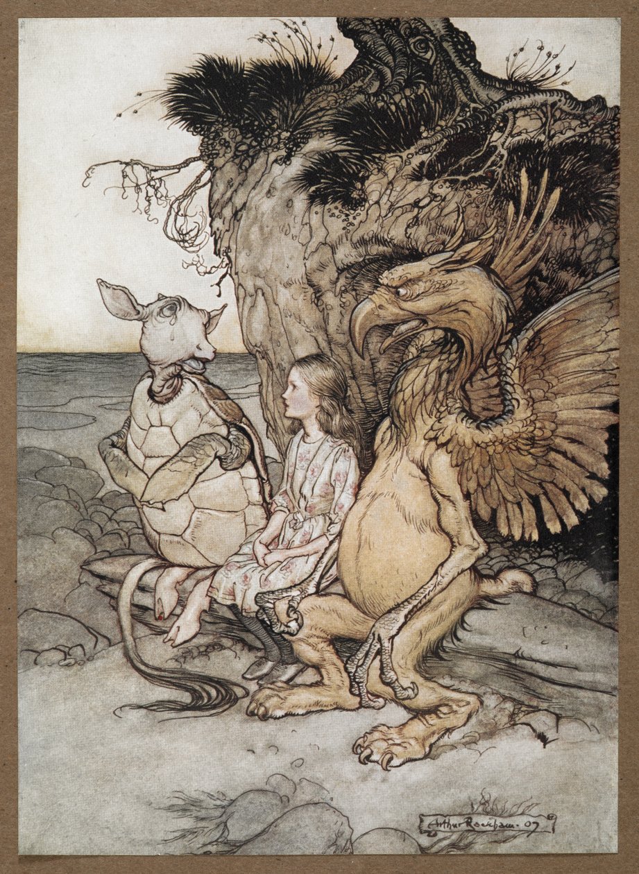 Alenka s Gryphonem a Mock želvou od Arthur Rackham
