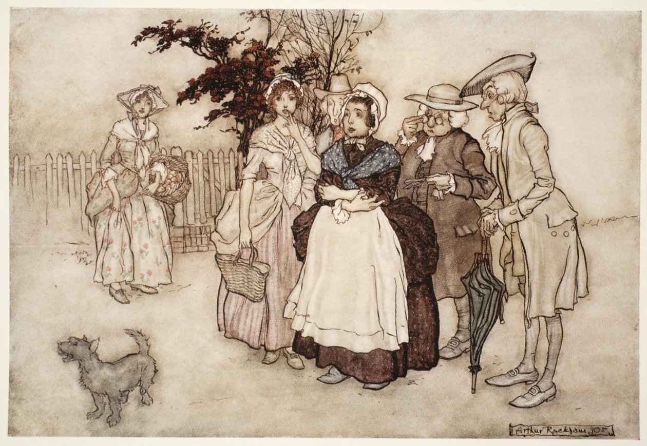 "Všichni zůstali ohromeni.", z Rip Van Winkle od Washington Irving, hospoda. 1910 (barevné lito) od Arthur Rackham