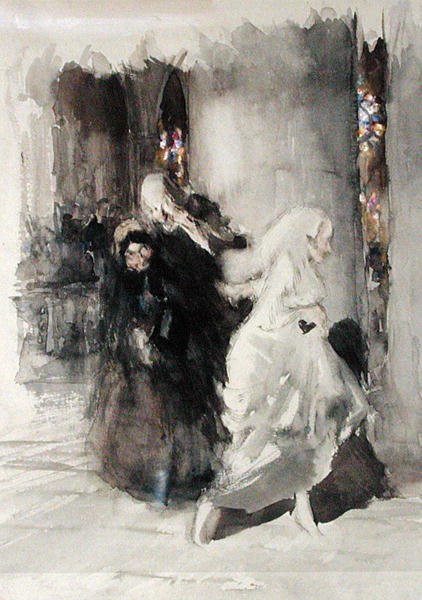 Na svatbě (akvarel na papíře) od Arthur Rackham