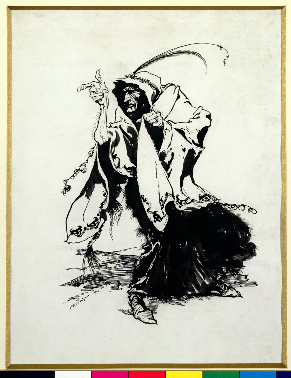 Briar Rose - Třináctá víla, ilustrace z Pohádek bratří Grimmů, přeložila paní Edgar Lucas, vydáno 1900 (pero a inkoust a monochromatické wc na papíře) od Arthur Rackham