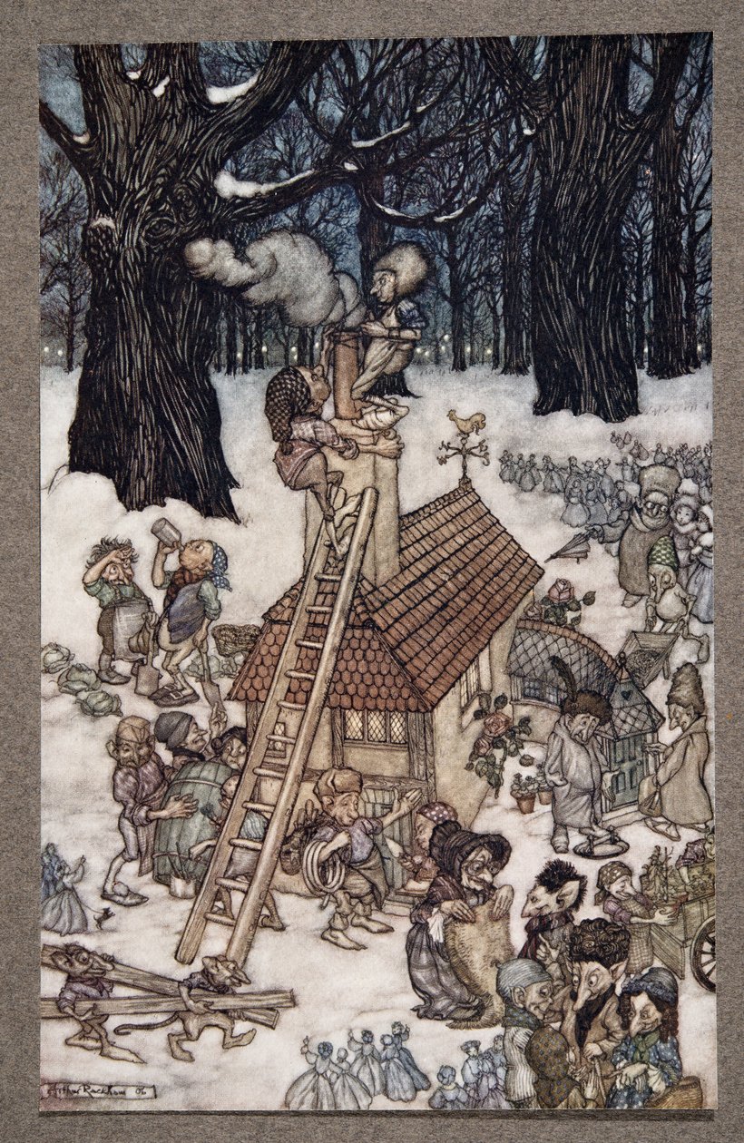 Stavba domu pro Maimie .., od Petera Pana v Kensington Gardens od J M Barrieho (1860 - 1937), hospoda. 1906 od Arthur Rackham