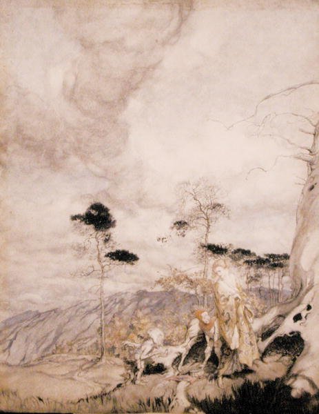 Fairy Egg Vendors (akvarel s perem a inkoustem na papíře) od Arthur Rackham