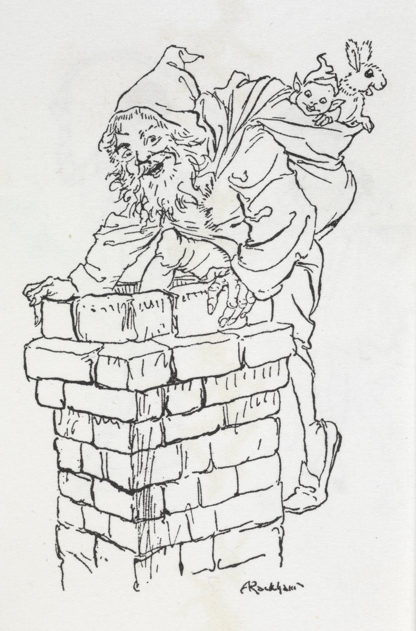 Otec Vánoc lezení do komína s dárky od Arthur Rackham