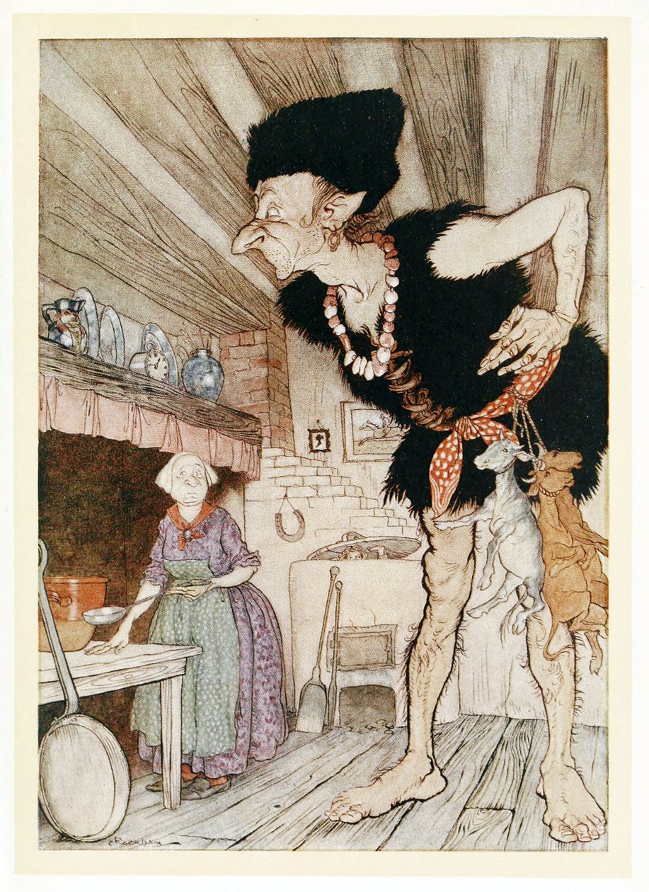 Fee-Fi-Fo-Fum, Cítím krev Angličana, forma English Fairy Tales, hospoda. 1922 od Arthur Rackham