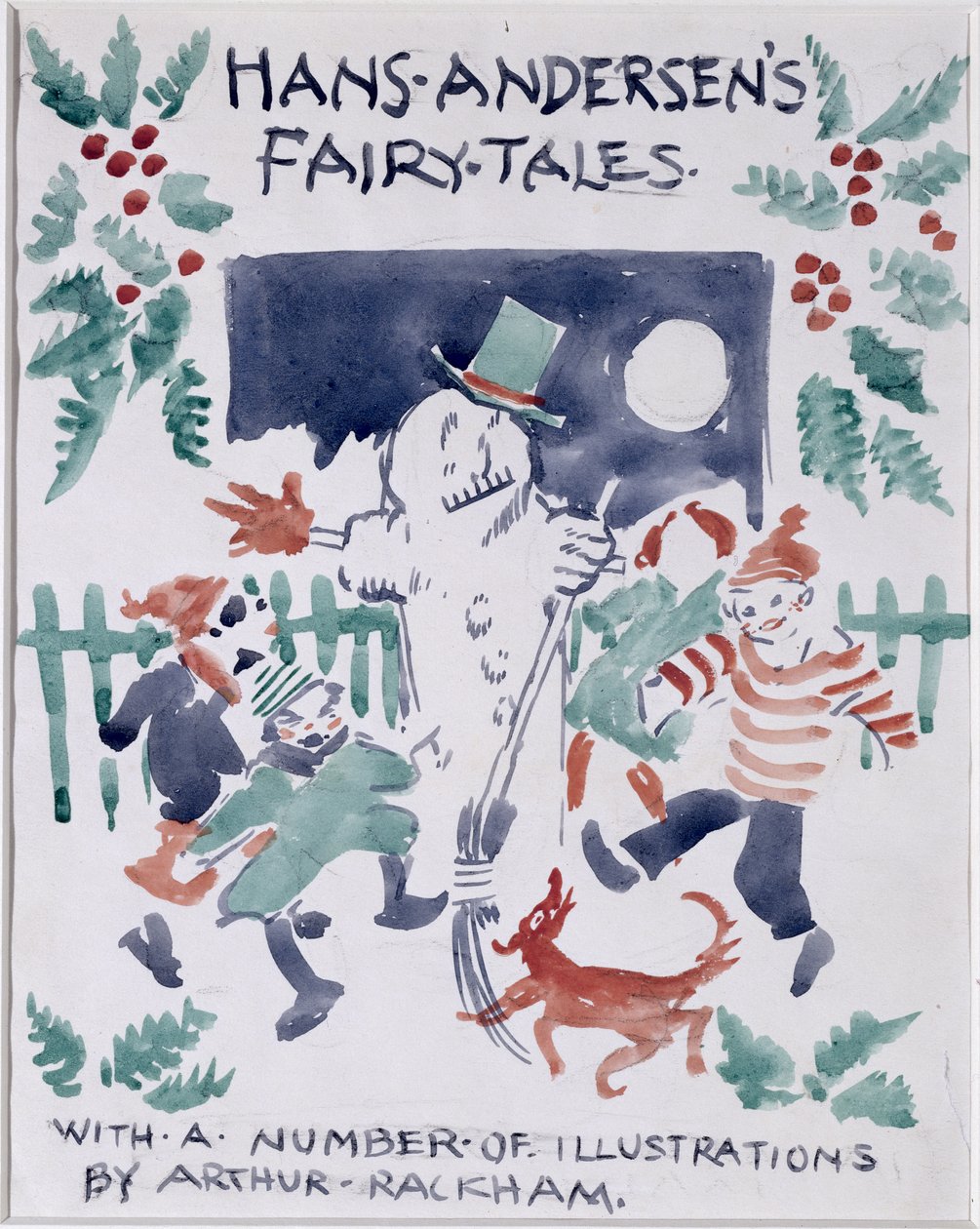Skica přední obálky pro Hans Andersens Fairy Tales (wc na papíře) od Arthur Rackham