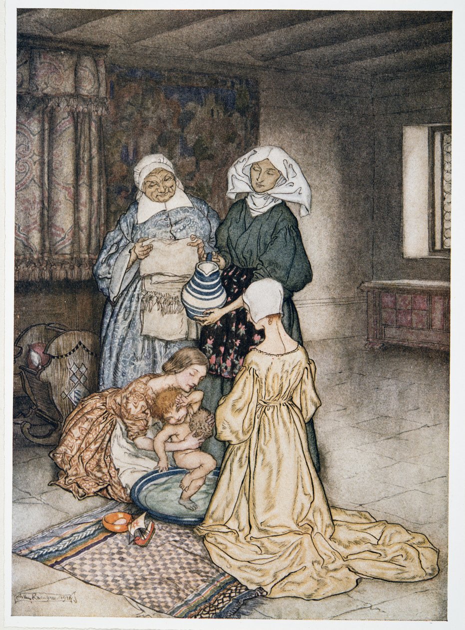Neměl jsem snad čtyři nebo pět žen, které by se o mě staraly? ilustrace z Williama Shakespeara Bouře, hospoda. 1926 od Arthur Rackham
