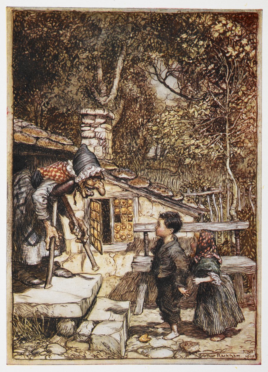 Jeníček a Grethel v domě staré ženy. od Arthur Rackham