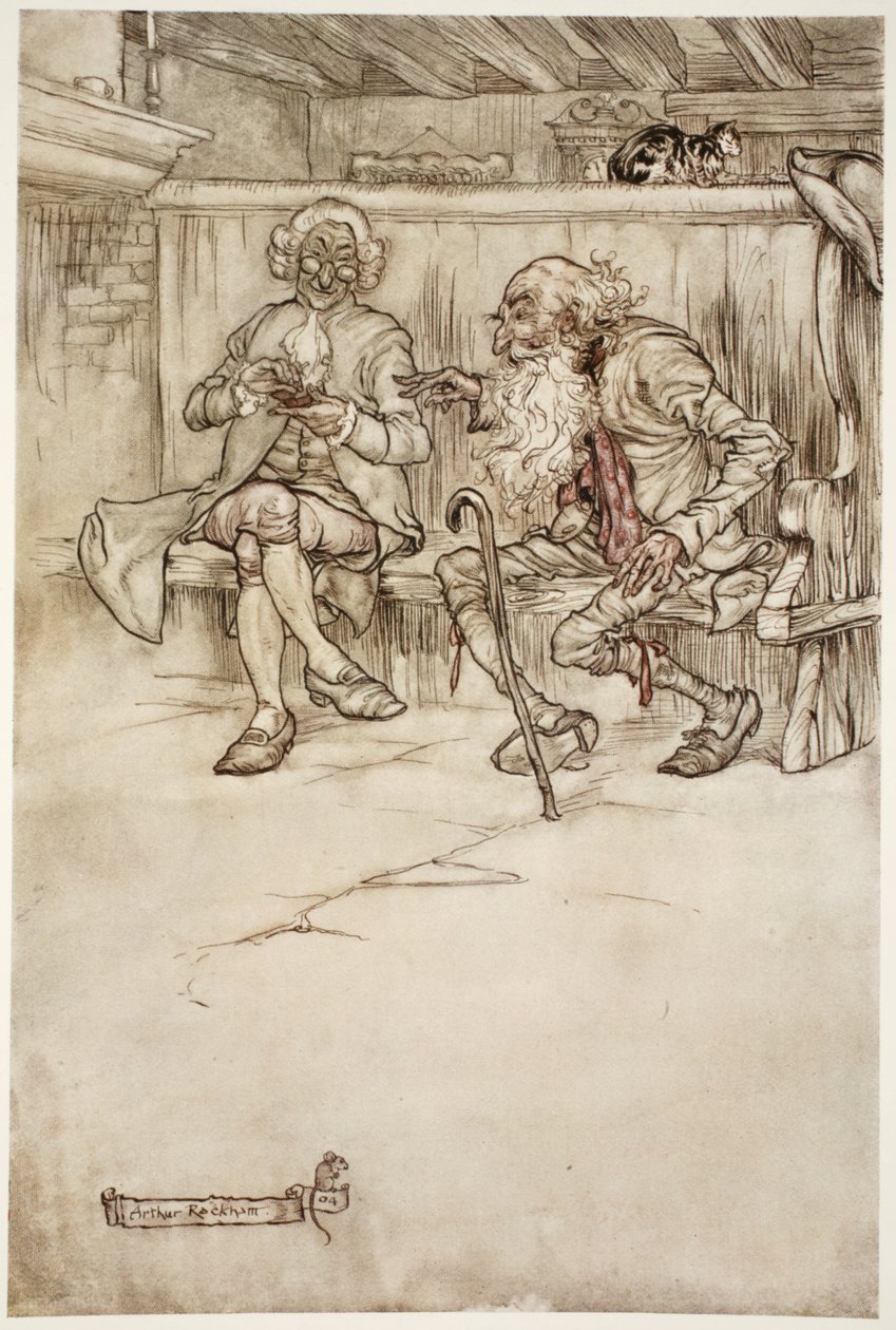 Dokonce jsem mluvil s Rip Van Winklem, který, když jsem ho viděl naposledy, byl velmi mrzutý stařec., z knihy Rip Van Winkle od Washingtona Irvinga, vyd. 1910 od Arthur Rackham