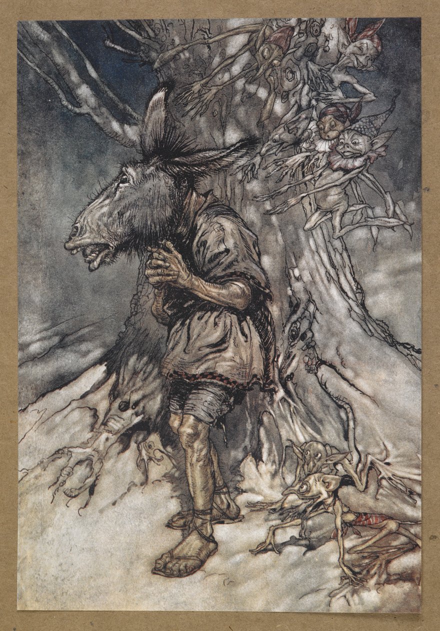 Budu zpívat, aby slyšeli, nebojím se." Dno. Scéna ze „Snu noci svatojánské“. od Arthur Rackham