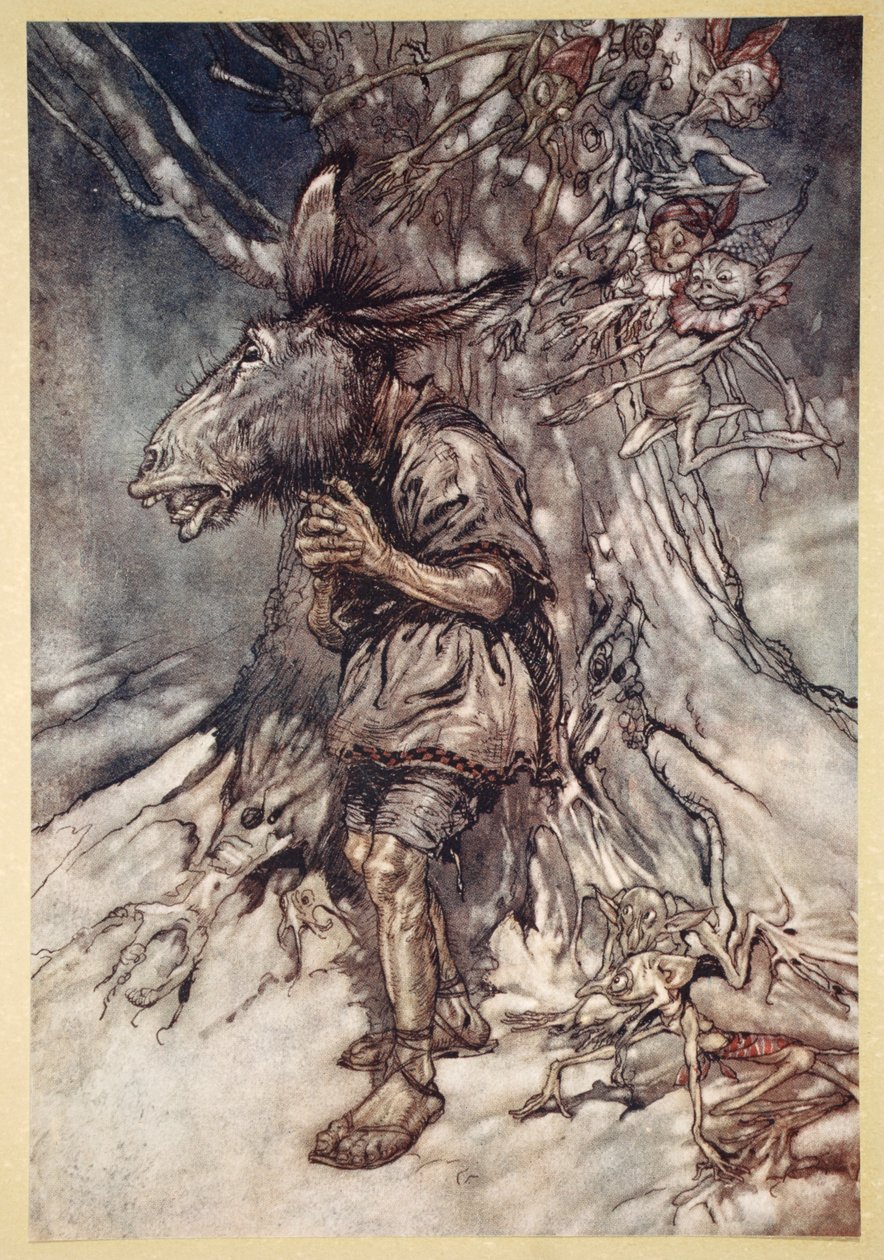 Budu zpívat, aby slyšeli Nemám strach, ilustrace ze „Snu nocí svatojánských“ od Williama Shakespeara, 1908 od Arthur Rackham