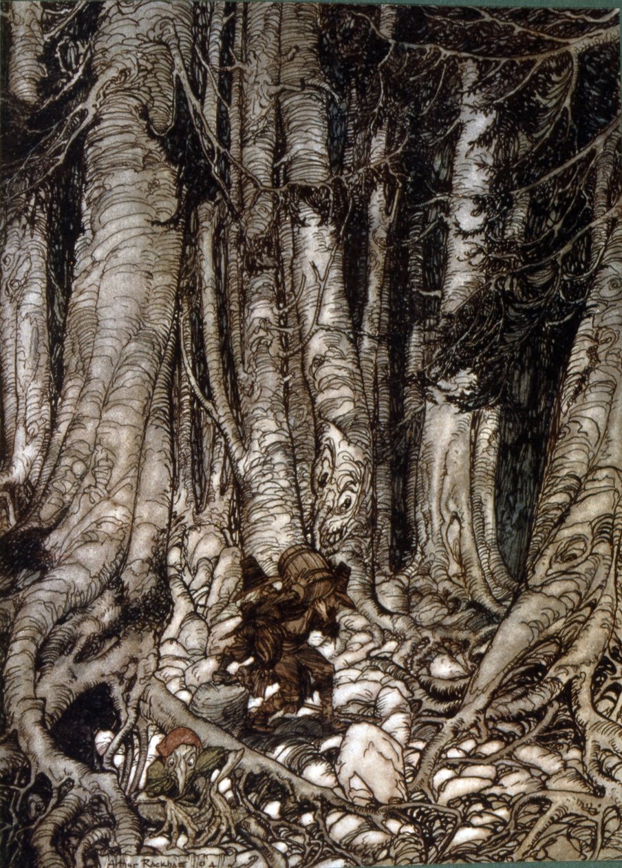 Ilustrace Arthura Rakhama Rip Van Winkle, povídky amerického autora Washingtona Irvinga poprvé publikované v roce 1819 od Arthur Rackham