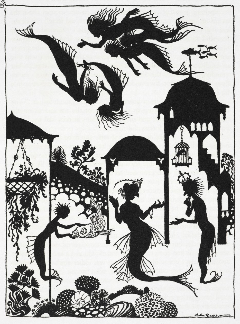 Ilustrace k filmu „Malá mořská víla“ od Hanse Christiana Andersena (litho) od Arthur Rackham