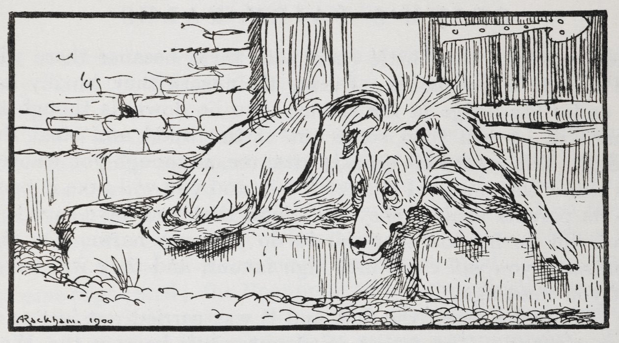 Ilustrace ze starého sultána psa. od Arthur Rackham