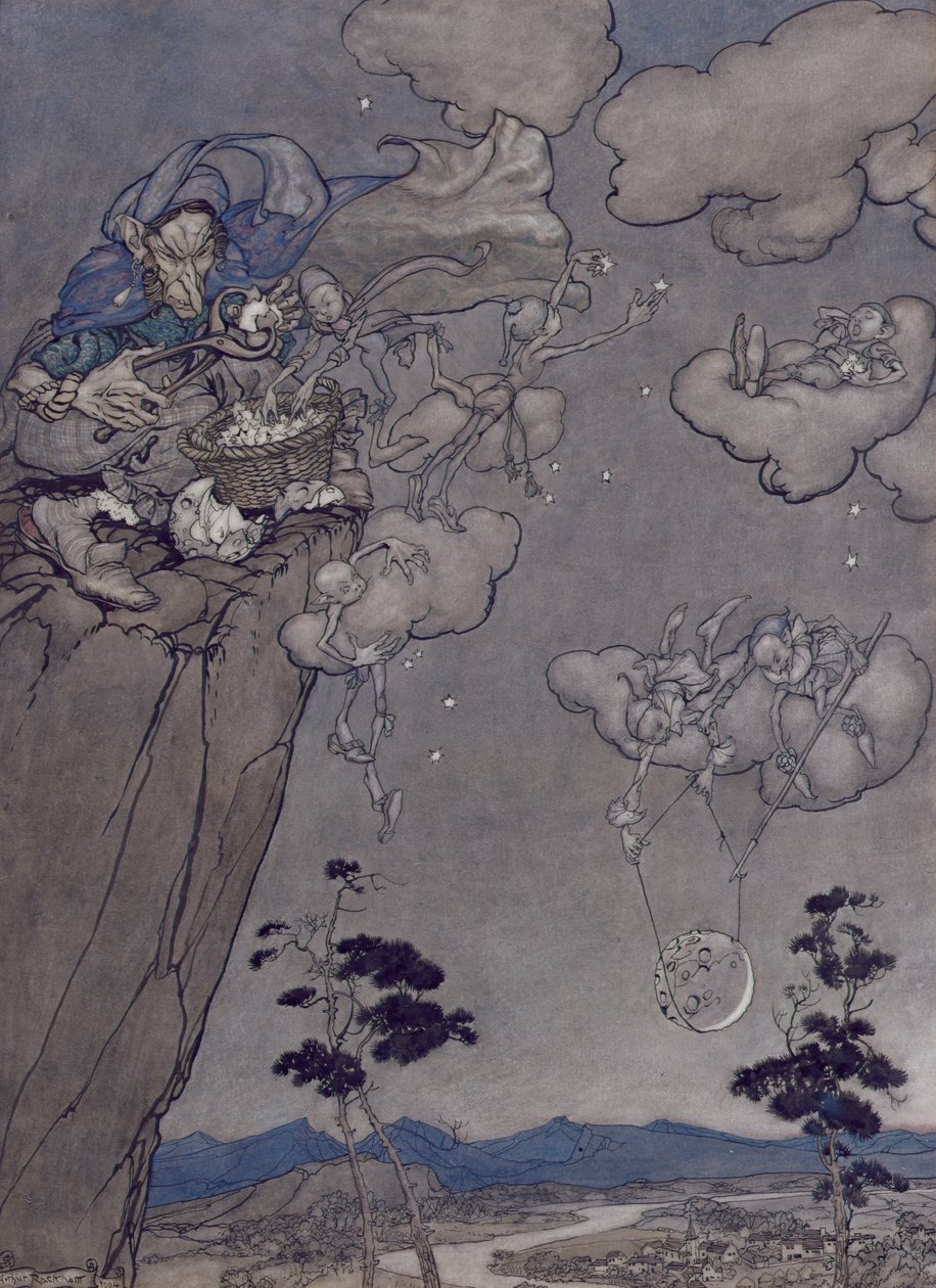 Ilustrace z Rip Van Winkle od Washingtona Irvinga (1783-1859) 1904 (pero a inkoust s wc na papíře) od Arthur Rackham