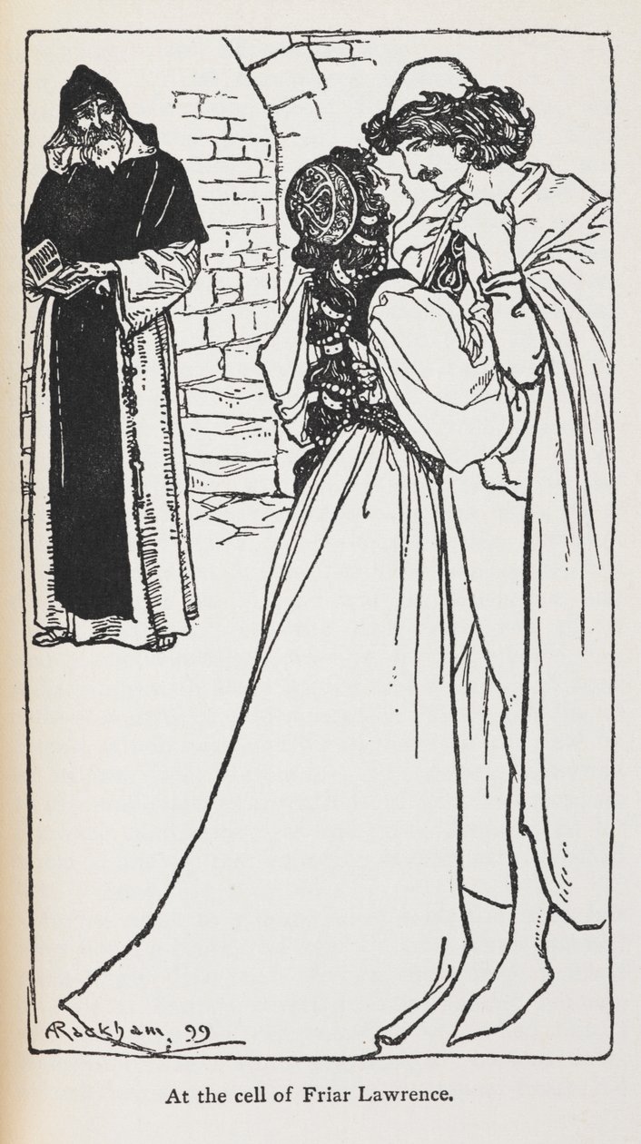 Ilustrace hvězdných milenců ve filmu Romeo a Julie. od Arthur Rackham