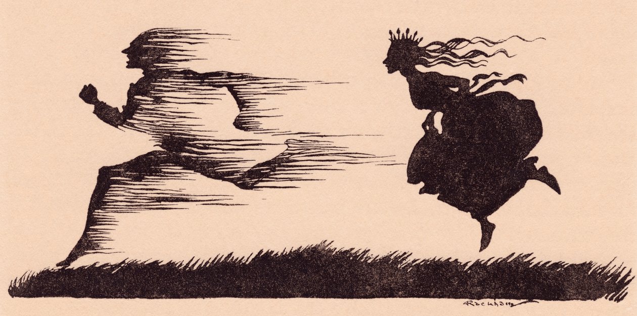 Bylo to, jako by kolem prosvištěl vítr. Ilustrace Arthura Rackhama z Grimmovy pohádky Jak se šest mužů dostalo na svět. od Arthur Rackham
