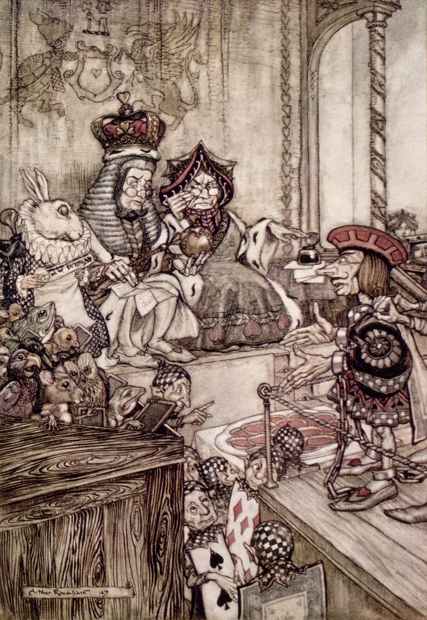 Knave before the King and Queen of Hearts, ilustrace k 