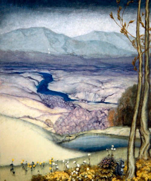 Krajina, cca 1920 (wc na papíře) od Arthur Rackham