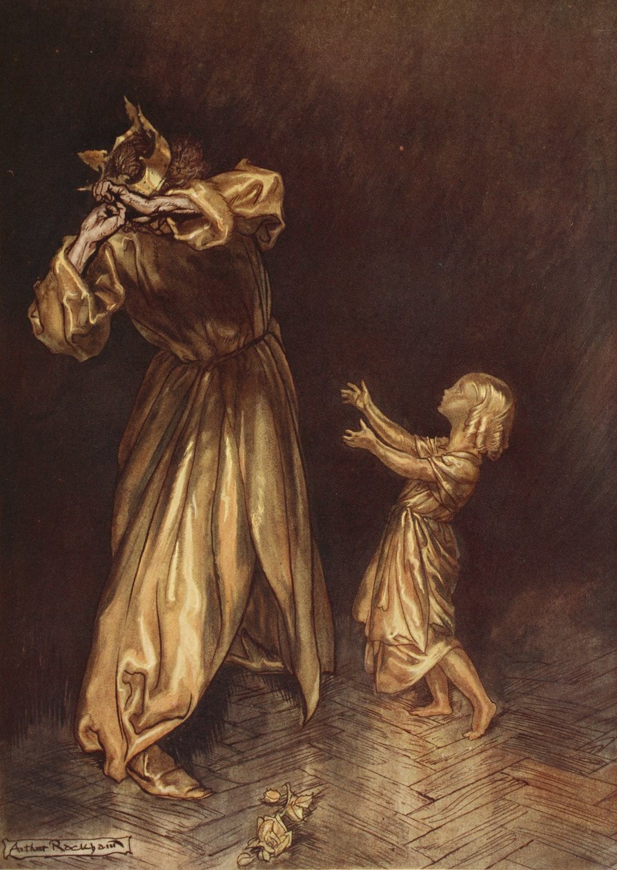 Malá Marygold byla zlatá soška, ilustrace z knihy "A Wonder Book for Girls and Boys" od Nathaniela Hawthorna, 1928. od Arthur Rackham