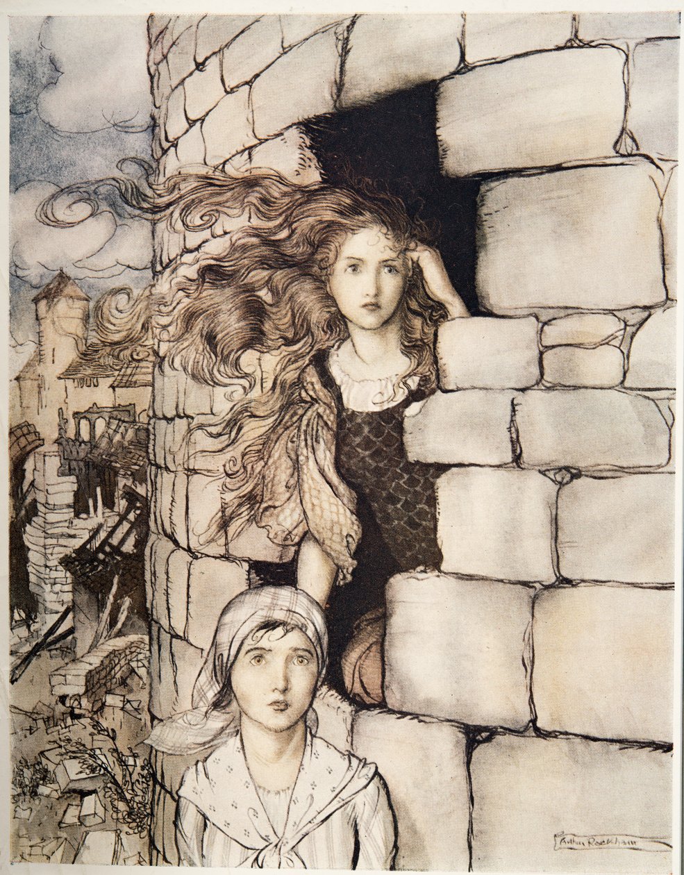 Maid Maleen, z Bratr & Little Sister a jiné příběhy bratří Grimmů, pub. 1917 od Arthur Rackham